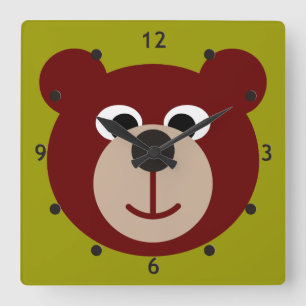 Relógio Quadrado Urso de Teddy Sorrindo