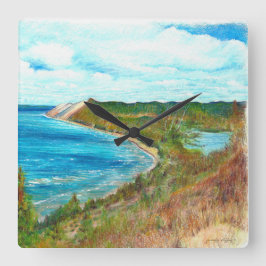 Relógio Quadrado Urso Dormente Duna Lakeshore Michigan Beach