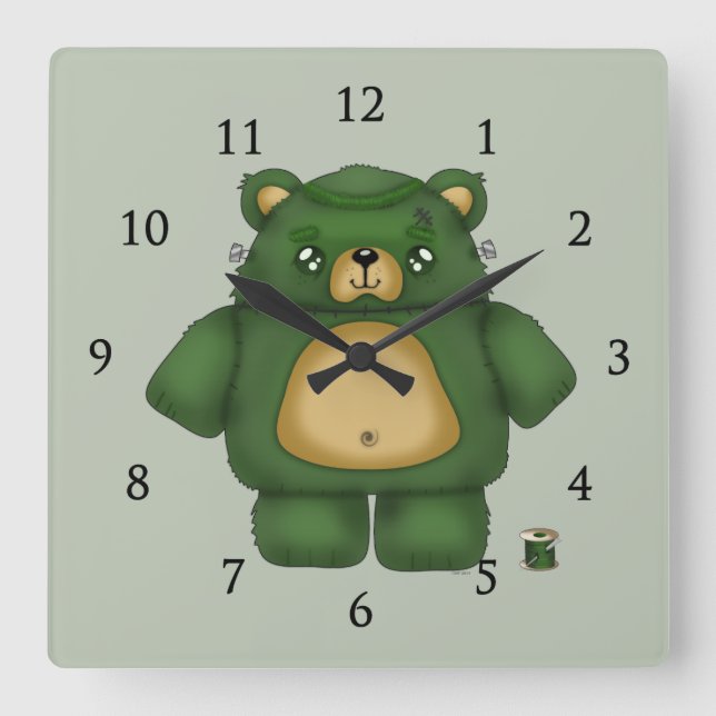 Relógio Quadrado Urso Frankenstein (Frente)