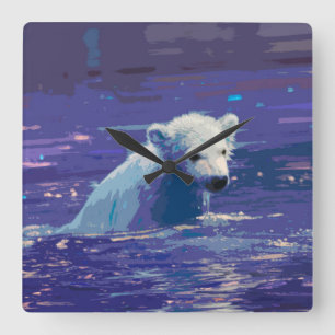Relógio Quadrado Urso Polar 2014-0901