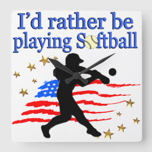 RELÓGIO QUADRADO USA SOFTBALL PLAYER AMA DESIGN SOFTBALL