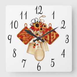 Relógio Quadrado Utensílios de cozinha do outono