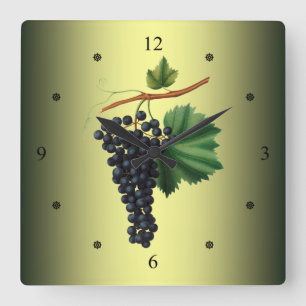 Relógio Quadrado Uvas Venetianas~Giorgio Gallesio~Fruta Botânica~