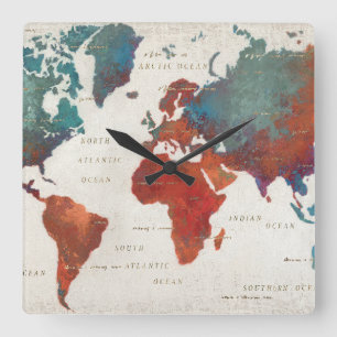 Relógio Quadrado Vagueie frequentemente, vagueie sempre mapa com