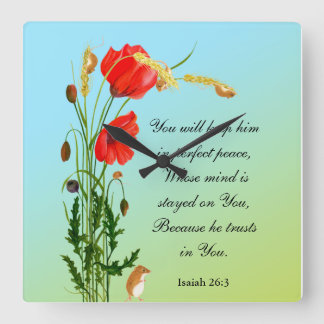 Relógio Quadrado Vai mantê-lo em perfeita Bíblia de paz Verse