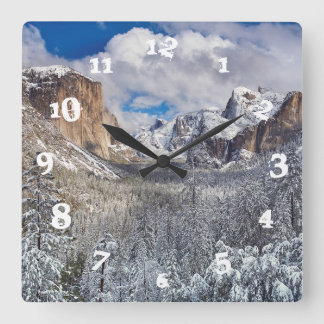 Relógio Quadrado Vale de Yosemite na neve