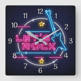 Relógio Quadrado Vamos Rock Retro Neon