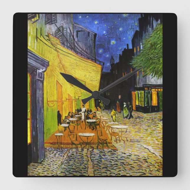 Relógio Quadrado Van Gogh , “Cafe Terrace at Night” (Frente)