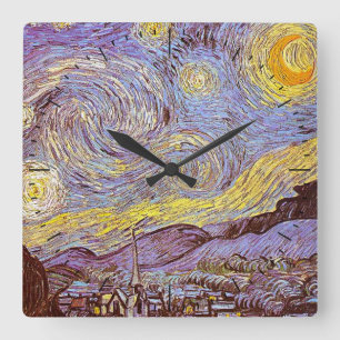 Relógio Quadrado Van Gogh Starry Night Timepiece