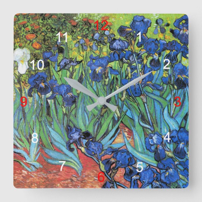 Relógio Quadrado VanGogh , “ Irises ” (Frente)