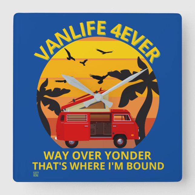 relógio quadrado "VANLIFE..." (Frente)