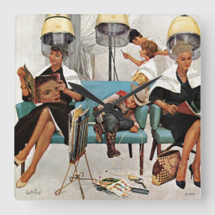 Relógio Quadrado Vaqueiro adormecido no salão de beleza