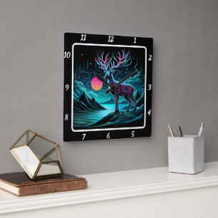 Relógio Quadrado Veado Luminoso