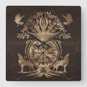 Relógio Quadrado Vegvisir - Ornamento de Compass Viking