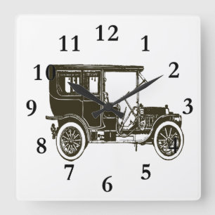 Relógio Quadrado Velho Carro Marrom