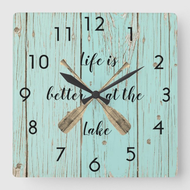 Relógio Quadrado Velho Cerca Azul Melhor No Lago Oars (Frente)