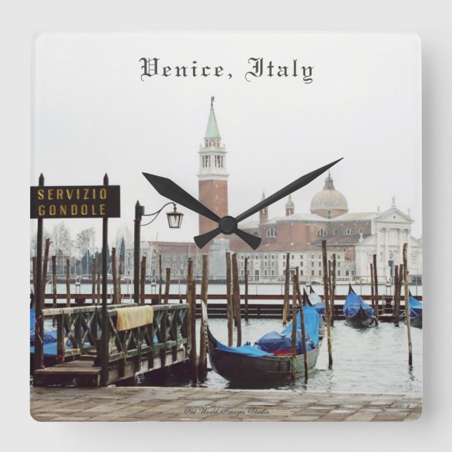 Relógio Quadrado Veneza, Itália Wall Clock (Frente)