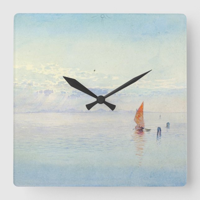 Relógio Quadrado Venice Burr Belas Artes Cadeado Céu Azul (Frente)