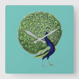 Relógio Quadrado Ventilador Aberto Pavão