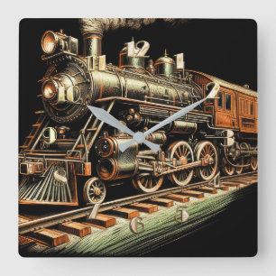 Relógio Quadrado Ventilador do Motor de Comboio Antiguo