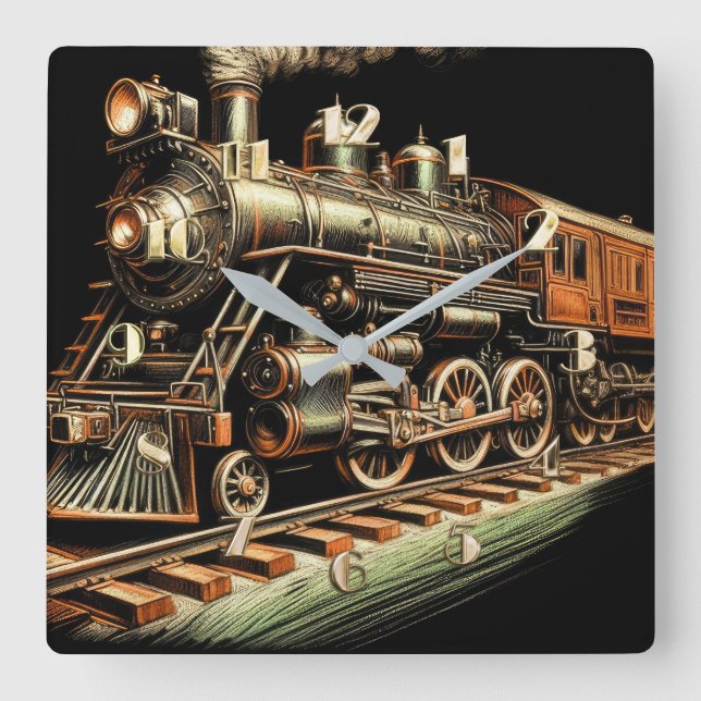 Relógio Quadrado Ventilador do Motor de Comboio Antiguo (Frente)