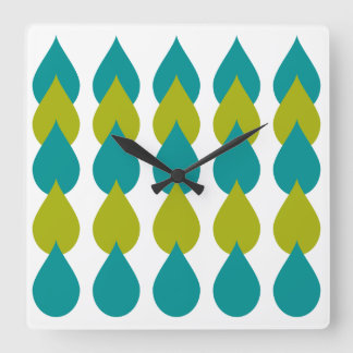 Relógio Quadrado Verde Azul Retroativo