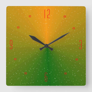 Relógio Quadrado Verde bonito e Dourado >Relógio de parede padrão