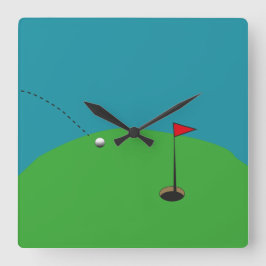 Relógio Quadrado Verde de Golfe