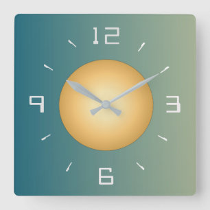 Relógio Quadrado Verde Suave com Trendy White Numerals Wall Clock