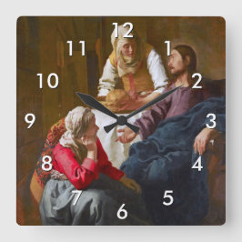Relógio Quadrado Vermeer - Cristo na Casa de Martha e Mary