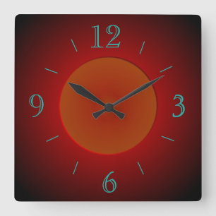 Relógio Quadrado Vermelho atmosférico/laranja com fulgor > pulso d