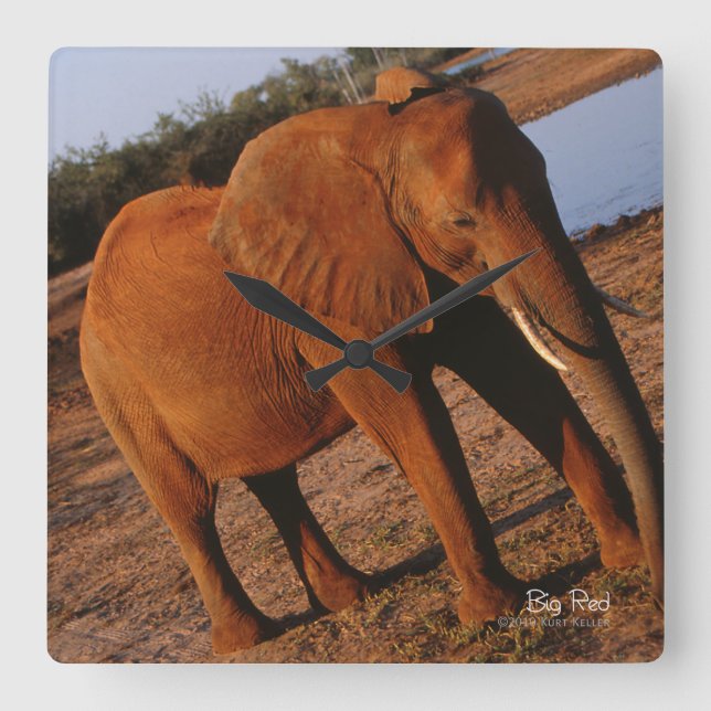 Relógio Quadrado Vermelho Grande (Frente)