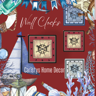 Relógio Quadrado Vermelho Parecido Náutico