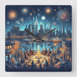 Relógio Quadrado Véspera de Ano Novo em Nova Iorque