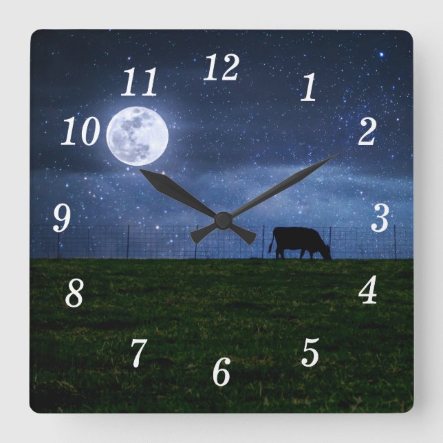Relógio Quadrado Via Látea Cattle Moonlight Wall Clock (Frente)