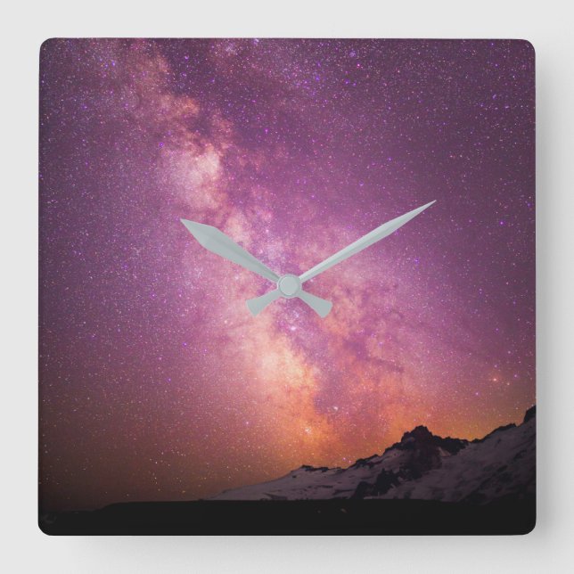 Relógio Quadrado Via Látea | Sobre o ombro do Monte Rainier (Frente)