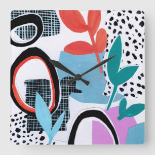 Relógio Quadrado Viagem de Abstrato