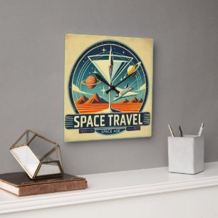 Relógio Quadrado Viagem Espacial Martini 1957 Logotipo Novos Mundos
