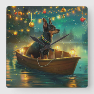 Relógio Quadrado Viagem Festiva de Natal do Kelpie Australiano