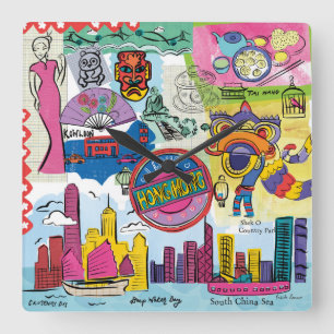 Relógio Quadrado Viagem global - Hong Kong