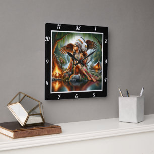 Relógio Quadrado Viagens Nativas: A brisa de Eagle Path Willow