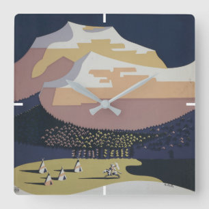 Relógio Quadrado Viagens vintage de Poster Viagem de de para Montan