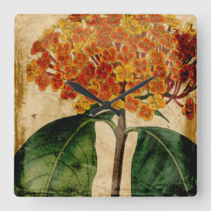 Relógio Quadrado Vibrant Floral I