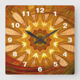 Relógio Quadrado Victorian Peony Red Swirl