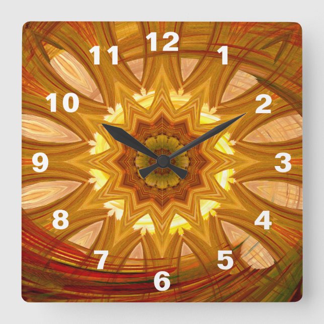 Relógio Quadrado Victorian Peony Red Swirl (Frente)