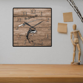 Relógio Quadrado Vida de pesca com anzol da linha do rolo de peixe