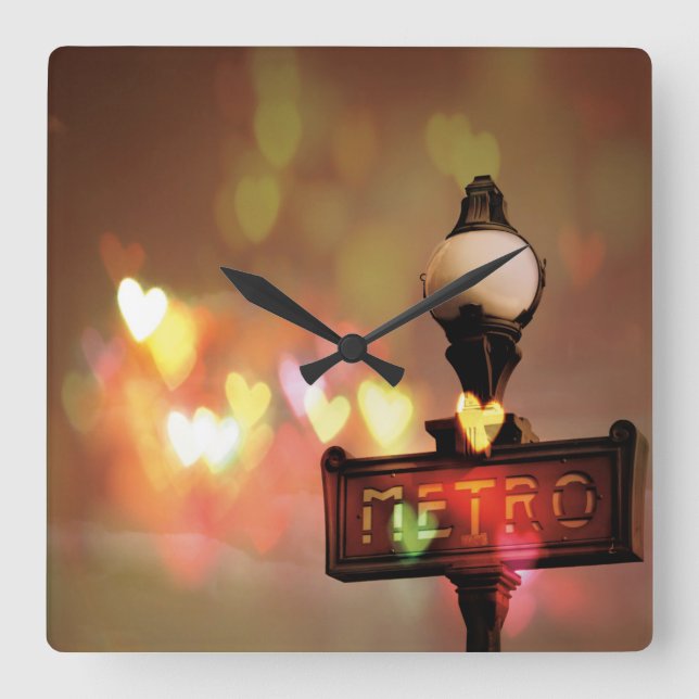 Relógio Quadrado Vida nocturna Paris (Frente)