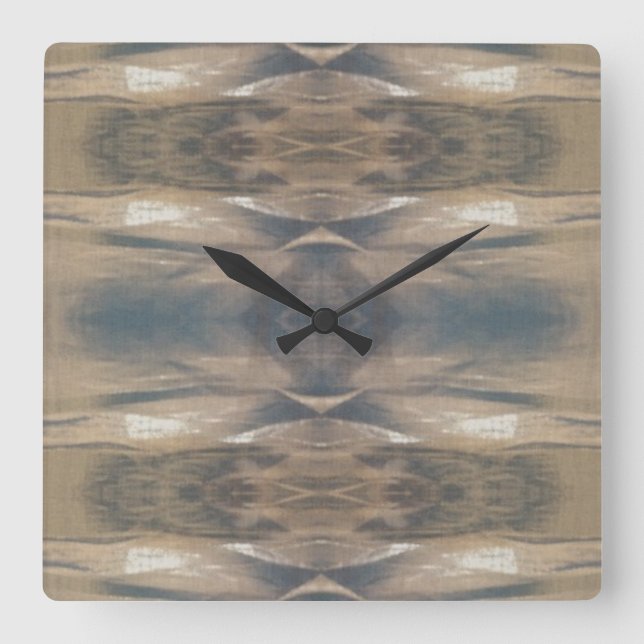 Relógio Quadrado Vida Selvagem Animal Selvagem Bloco Negro Marrom (Frente)