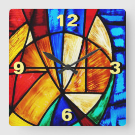 Relógio Quadrado Vidro Abstrato 2