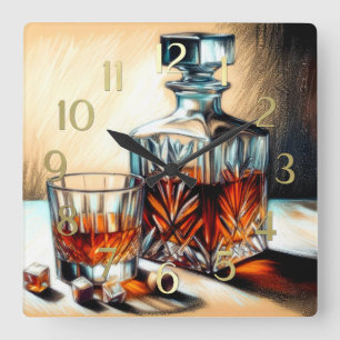 Relógio Quadrado Vidro de Desenho de Pastel de Decantor de Cristal 